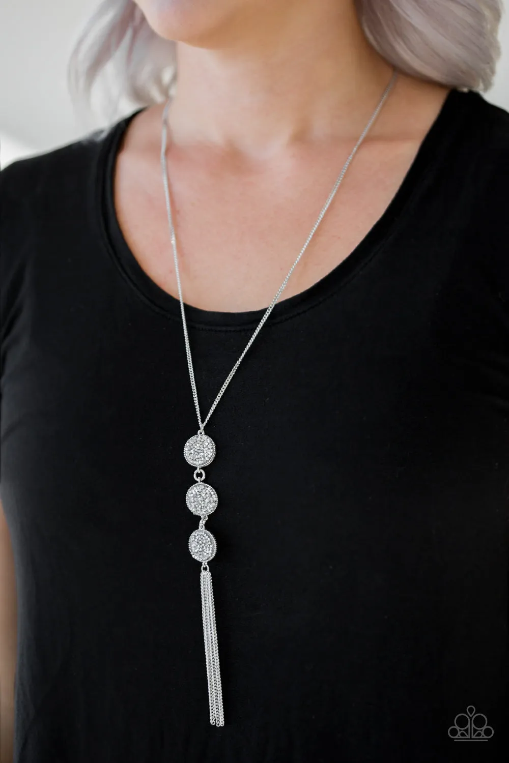 Triple Shimmer White-Necklace