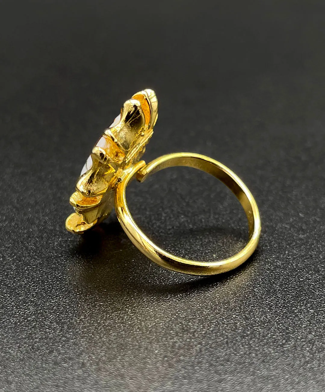 【USA輸入】ヴィンテージ VOGUE ブラウン フラワー リング/Vintage VOGUE Brown Flower Ring