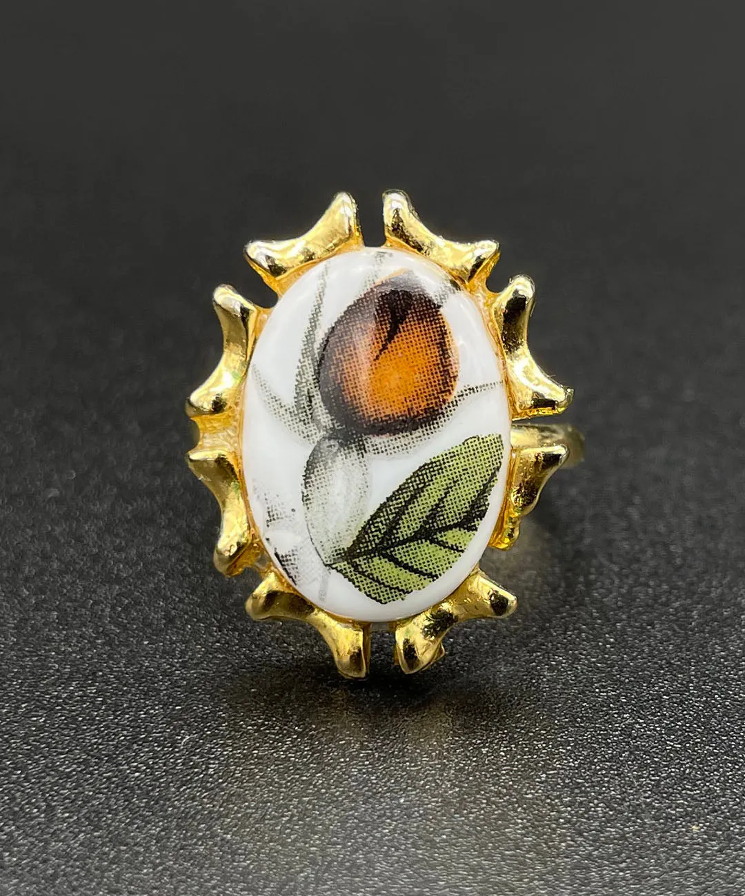【USA輸入】ヴィンテージ VOGUE ブラウン フラワー リング/Vintage VOGUE Brown Flower Ring