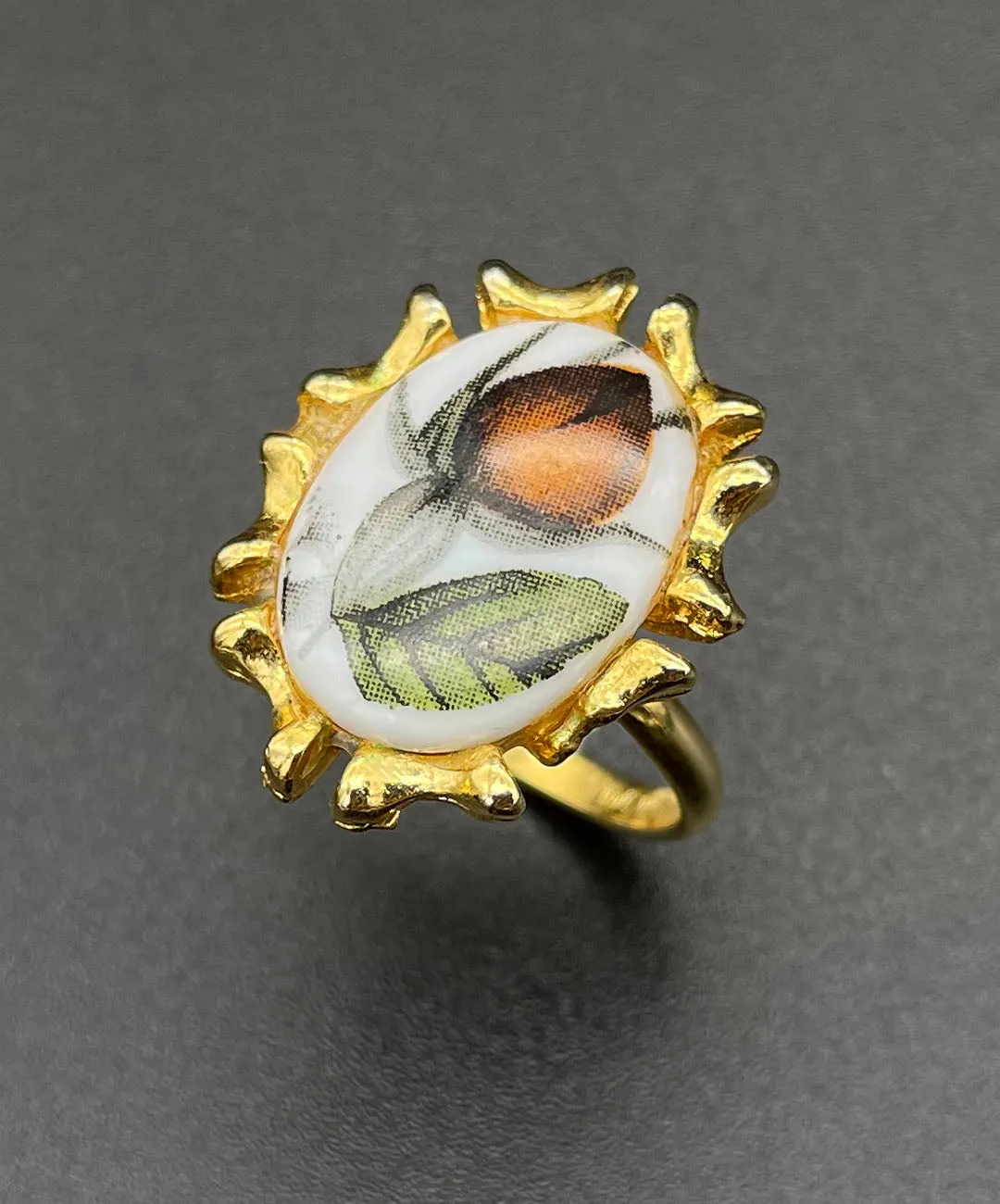 【USA輸入】ヴィンテージ VOGUE ブラウン フラワー リング/Vintage VOGUE Brown Flower Ring