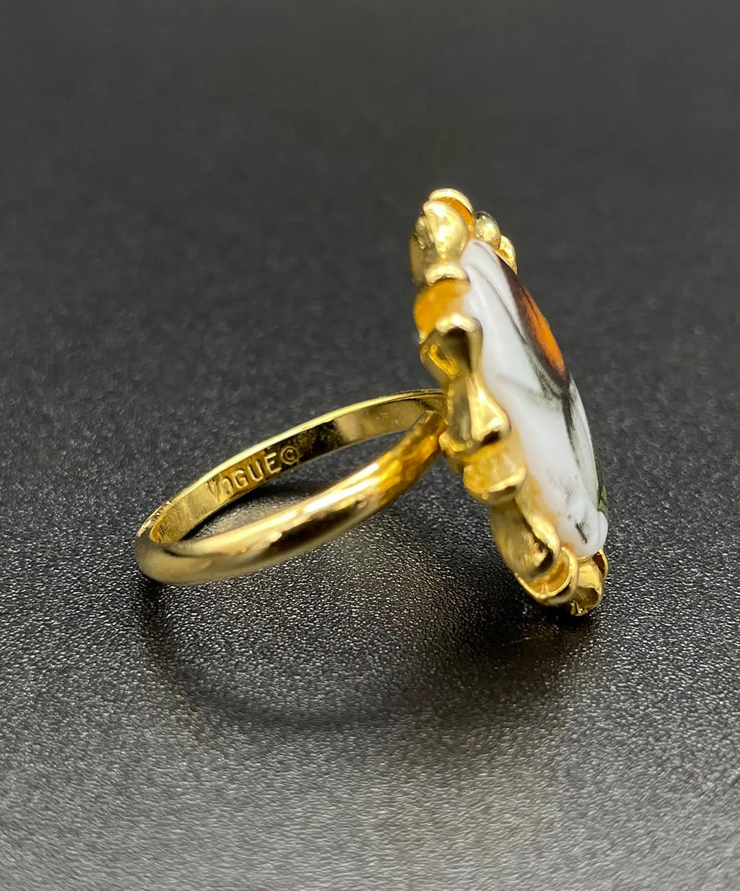【USA輸入】ヴィンテージ VOGUE ブラウン フラワー リング/Vintage VOGUE Brown Flower Ring