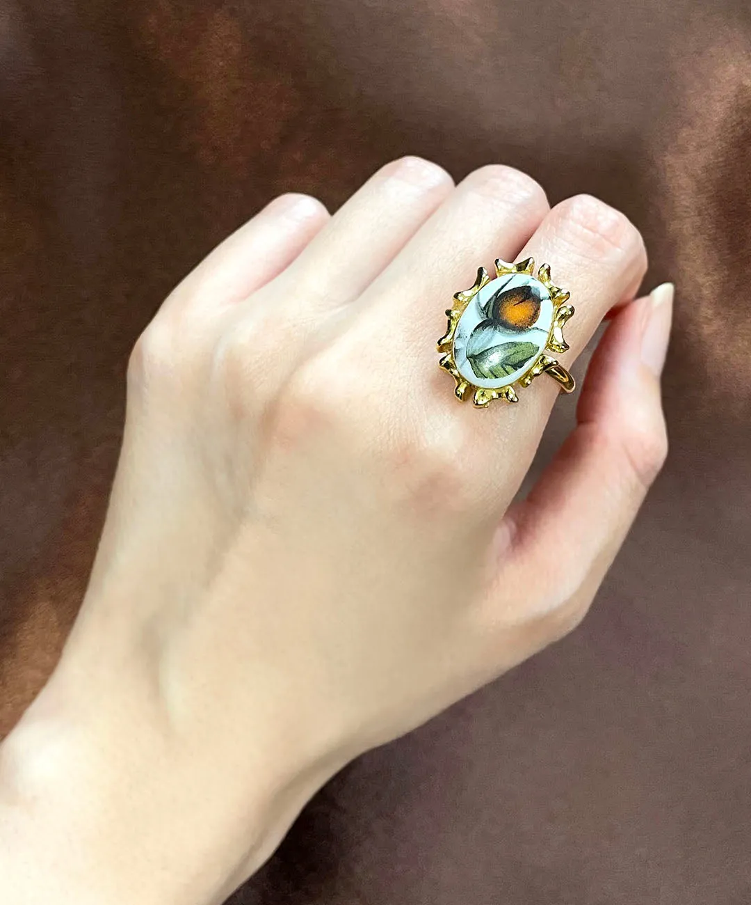 【USA輸入】ヴィンテージ VOGUE ブラウン フラワー リング/Vintage VOGUE Brown Flower Ring