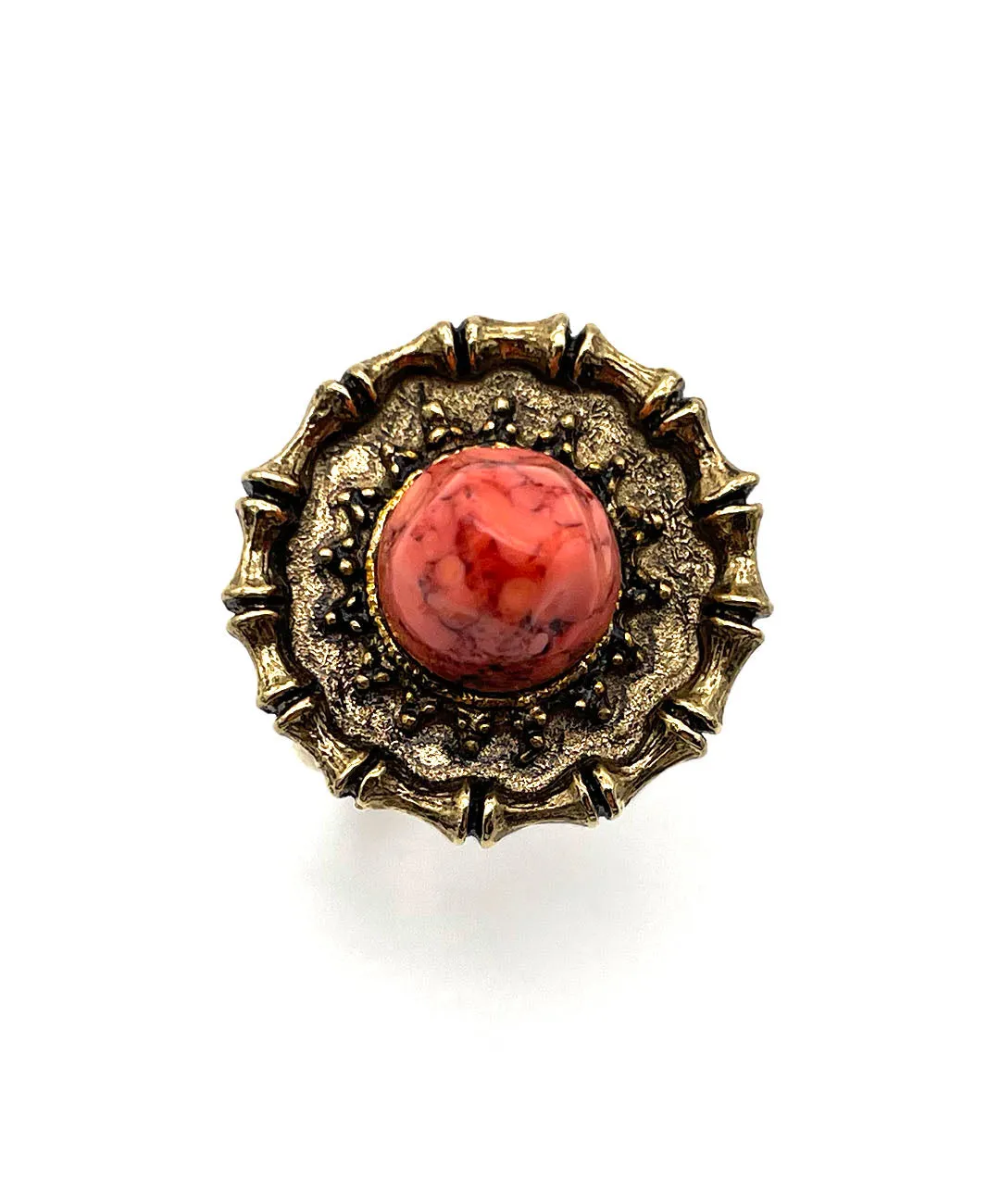 【USA輸入】ヴィンテージ VOGUE サーモンピンク ルーサイト リング/Vintage VOGUE Pink Lucite Ring