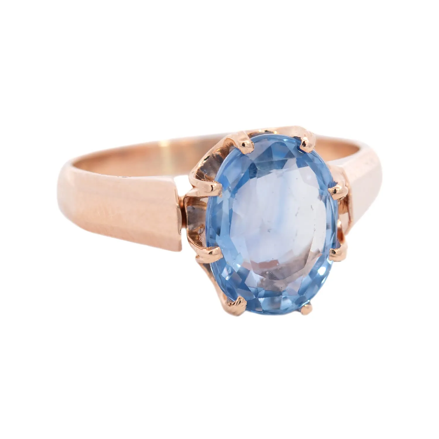 Victorian 14k Oval Ceylon Sapphire Ring 3.34ctw