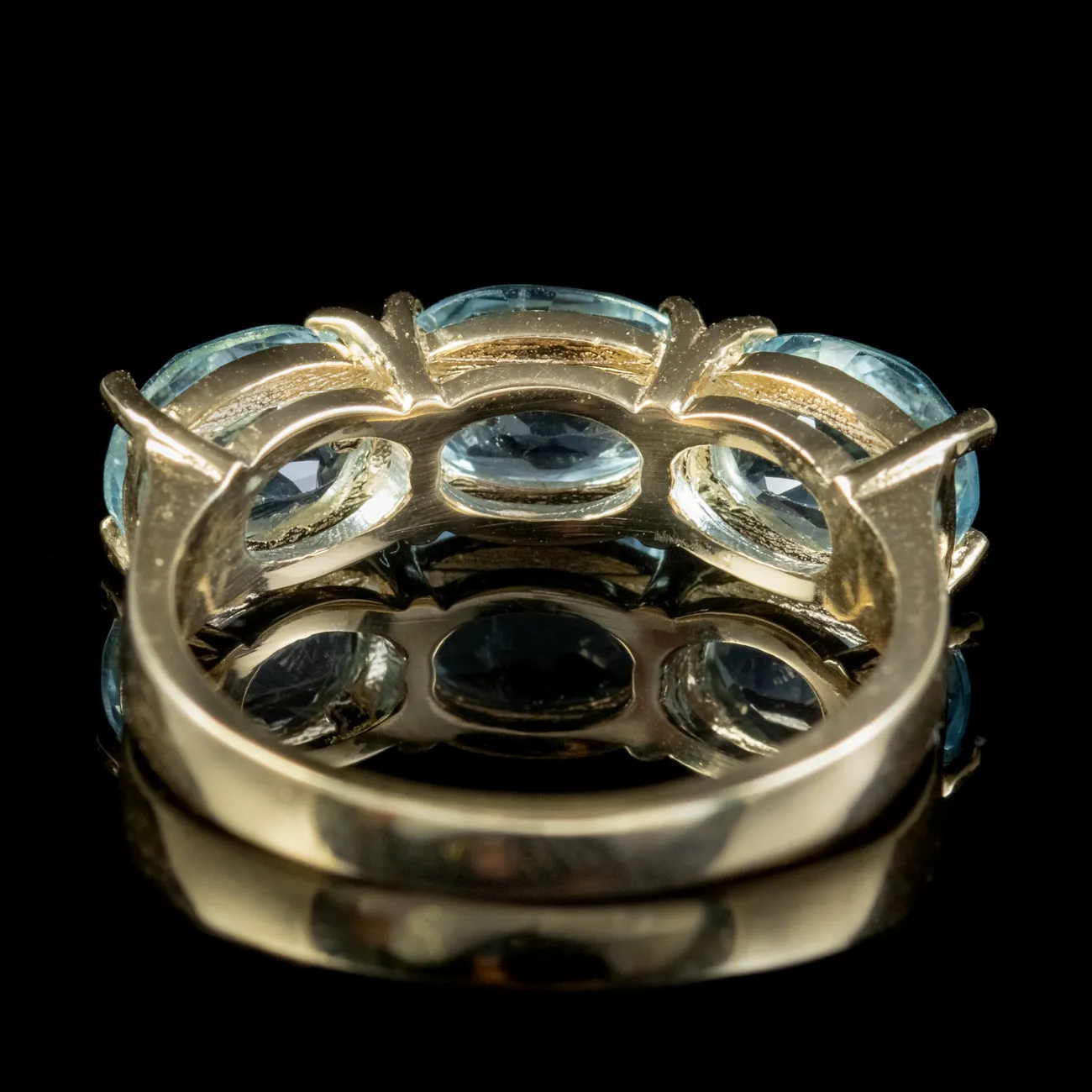 Victorian Style Blue Topaz Trilogy Ring 9ct Gold 3ct Of Topaz