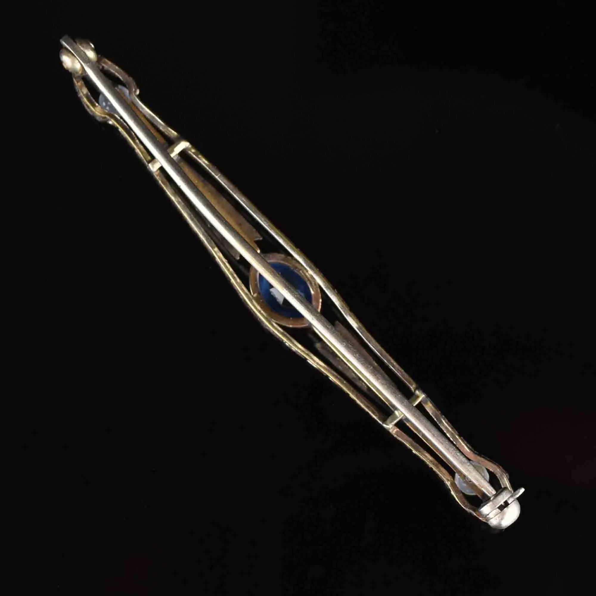 Vintage Art Deco Silver Blue Stone Brooch