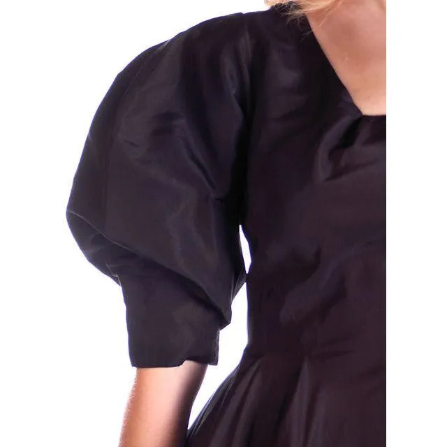 Vintage Black Silk Cocktail Dress Blums-Vogue 1950S MCM  Small Fab Sleeves 36-26-Free