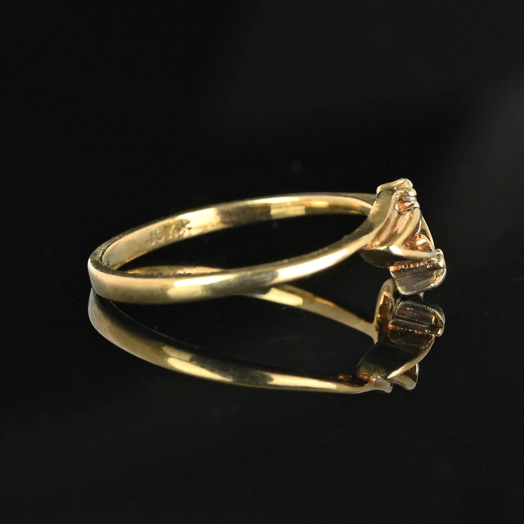 Vintage Gold Bypass Double Heart Diamond Ring