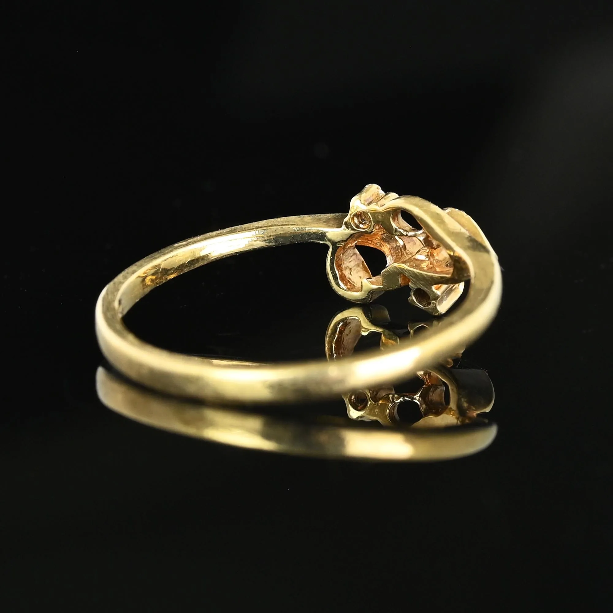 Vintage Gold Bypass Double Heart Diamond Ring