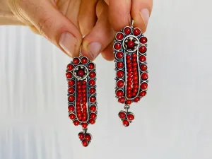 Vintage Oaxacan Filigree Earrings. Coral Sterling & Silver. Gusanos. Mexico.