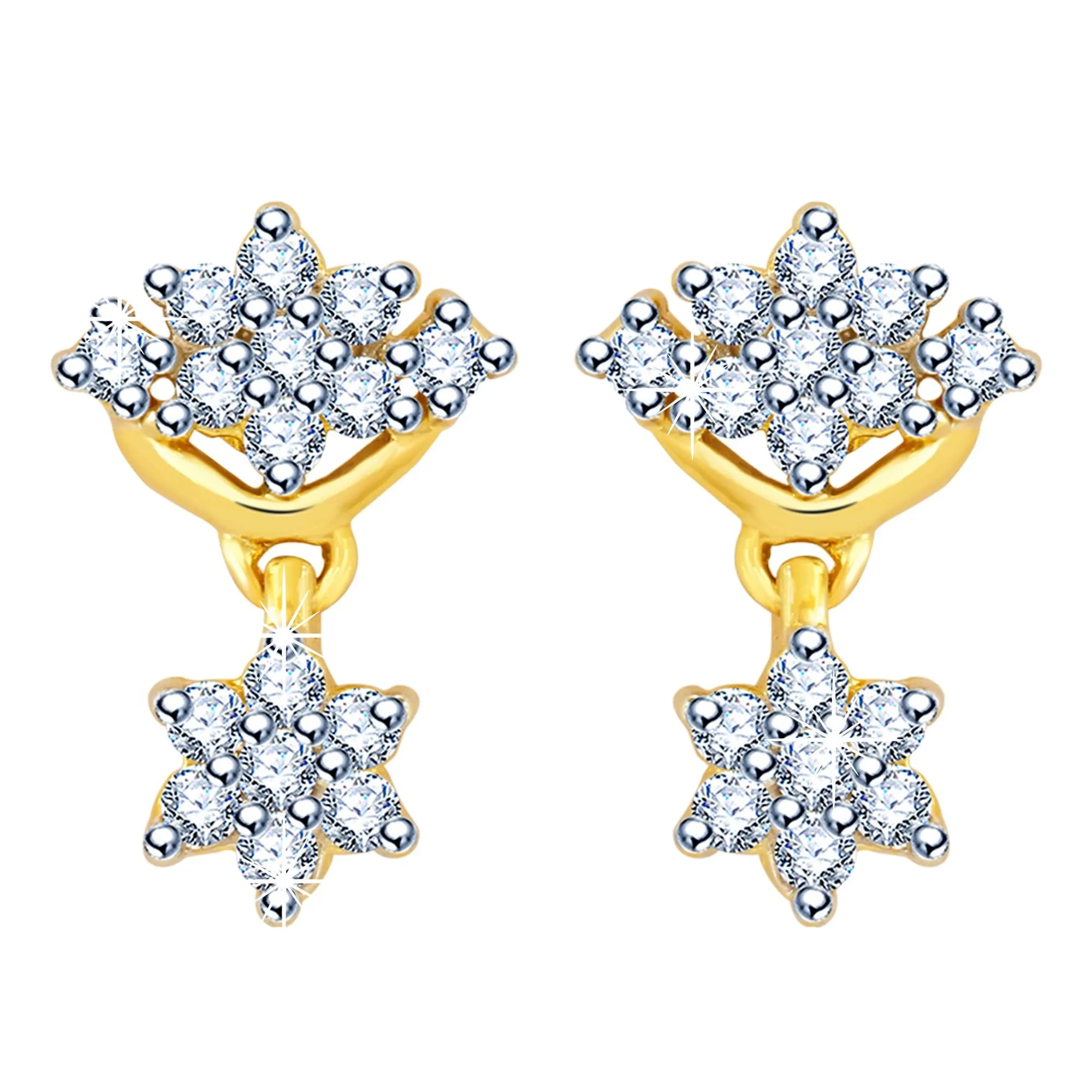 Yellow Chimes Designer Sparkling American Diamond Gold Plated Necklace Jewellery Set with Earrings Necklace Set for Women and Girls