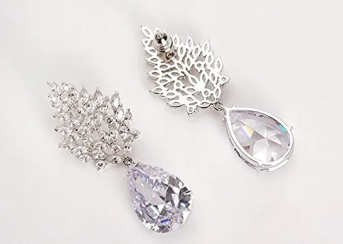 Yellow Chimes Drop Earrings for Women Crystals from Swarovski White Diamond Sparkling Silver Drop Earrings For Women and Girls