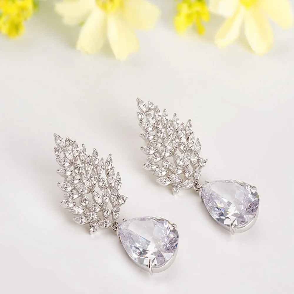 Yellow Chimes Drop Earrings for Women Crystals from Swarovski White Diamond Sparkling Silver Drop Earrings For Women and Girls