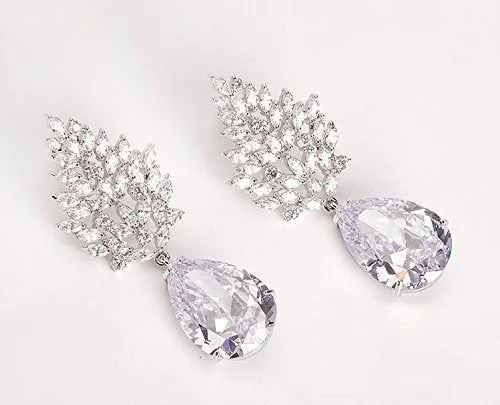 Yellow Chimes Drop Earrings for Women Crystals from Swarovski White Diamond Sparkling Silver Drop Earrings For Women and Girls
