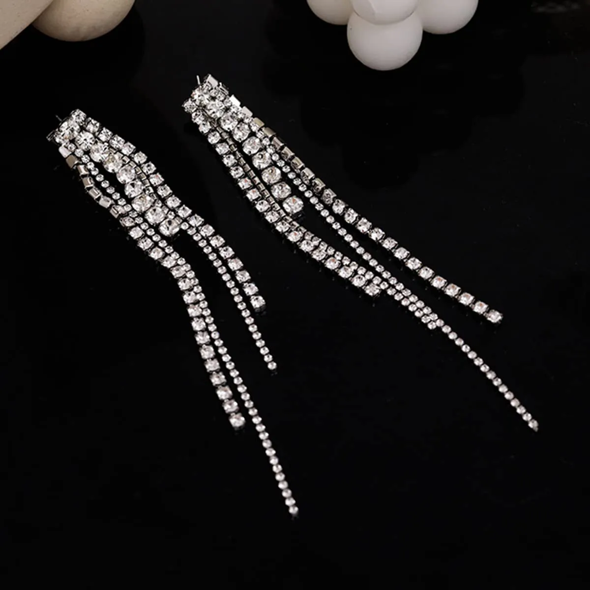 Yellow Chimes Earrings For Women Silver Toned Crystal Studded Dangler Earrings For Women and Girls