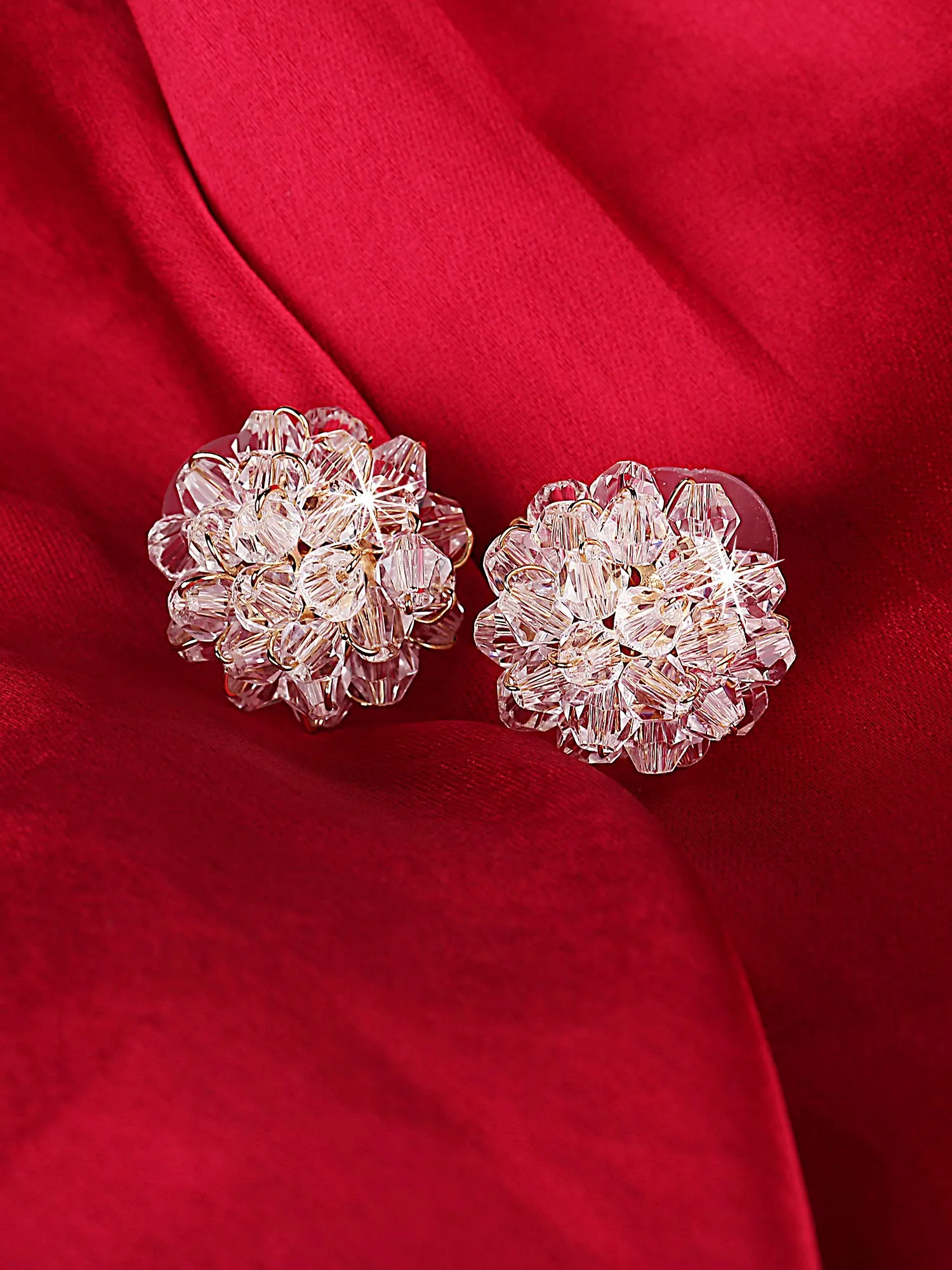 Yellow Chimes Latest Collection Sparkling Crystal Bunch Stud Earrings For Women and Girls