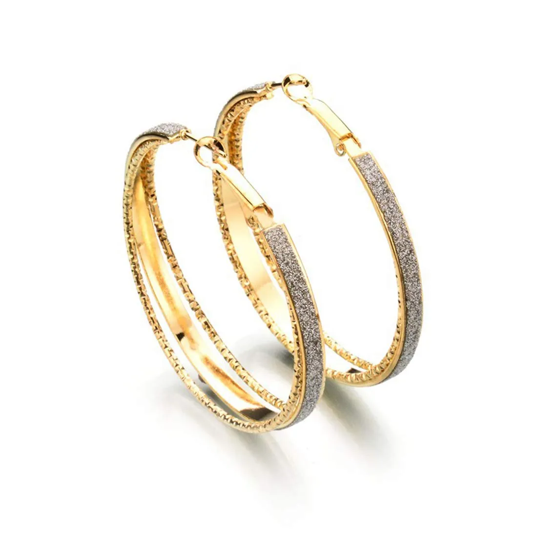 Yellow Chimes Stylish Classic Design Sparkling Shine Big Circle Gold Plated Hoop Earrings For Women and Girl
