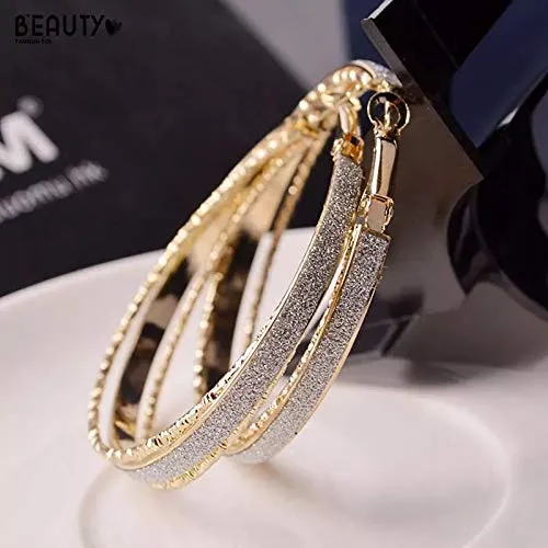 Yellow Chimes Stylish Classic Design Sparkling Shine Big Circle Gold Plated Hoop Earrings For Women and Girl