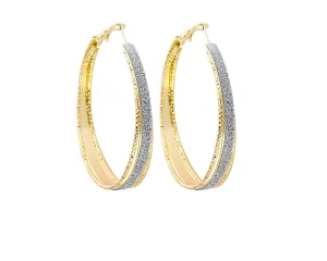 Yellow Chimes Stylish Classic Design Sparkling Shine Big Circle Gold Plated Hoop Earrings For Women and Girl