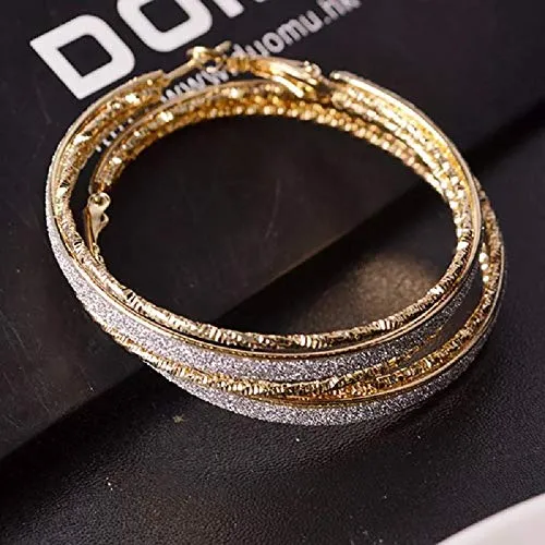 Yellow Chimes Stylish Classic Design Sparkling Shine Big Circle Gold Plated Hoop Earrings For Women and Girl
