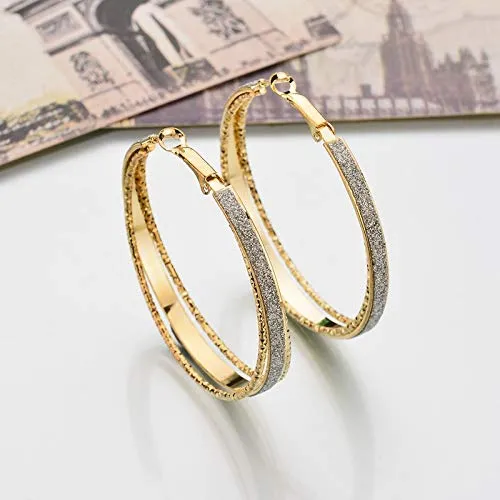 Yellow Chimes Stylish Classic Design Sparkling Shine Big Circle Gold Plated Hoop Earrings For Women and Girl